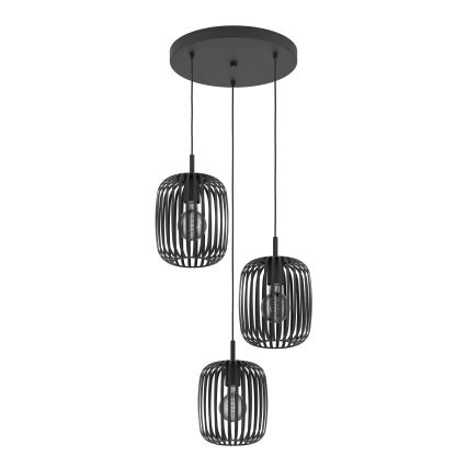 Eglo - Csillár zsinóron 3xE27/40W/230V fekete