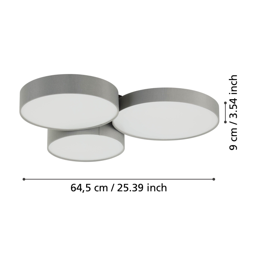 Eglo - LED RGBW Dimmelhető mennyezeti lámpa 3xLED/7,5W/230V 2700-6500K szürke
