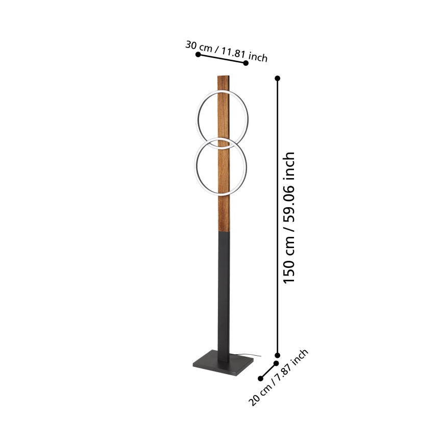 Eglo - LED Állólámpa 2xLED/12W/230V 3000K barna/fekete