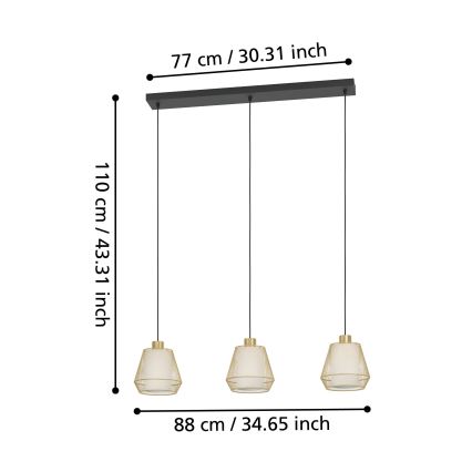 Eglo - Csillár zsinóron 3xE27/40W/230V