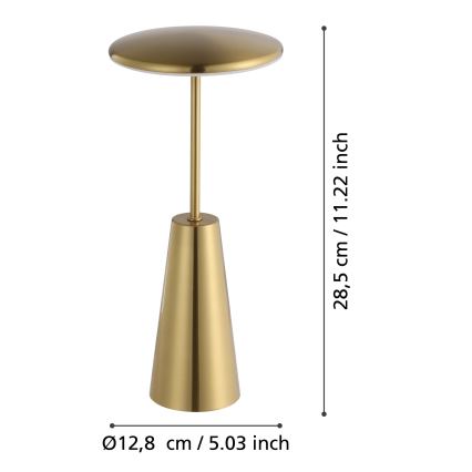 Eglo - LED Dimmelhető érintős kültér lámpa LED/2,8W/5V 2400K/3000K/4000K 5200 mAh IP54 arany