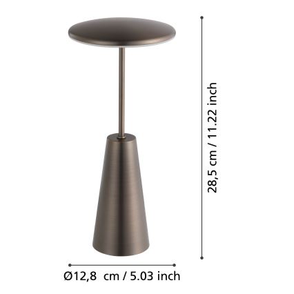 Eglo - LED Dimmelhető érintős kültér lámpa LED/2,8W/5V 2400K/3000K/4000K 5200 mAh IP54 bézs