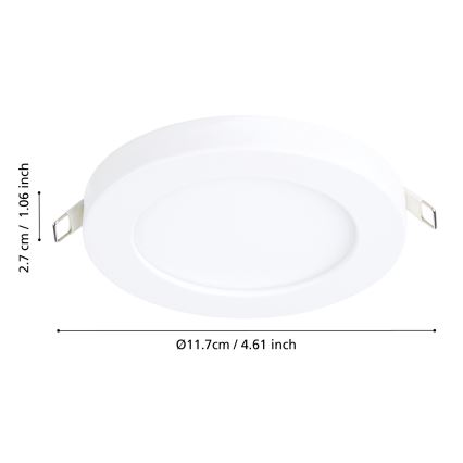 Eglo - LED süllyesztett lámpatest LED/5,5W/230V 3000K fehér átm. 11,7 cm