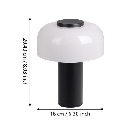 Eglo - LED Dimmelhető érintős kültéri lámpa LED/2,25W/5V 2400-4000K 5200 mAh IP44 fekete/fehér