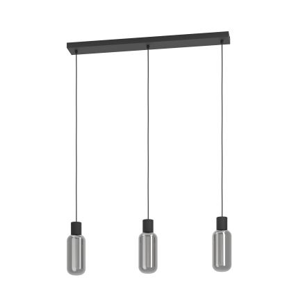 Eglo - Függeszték kábellel 3xE27/4W/230V fekete/füstszínű