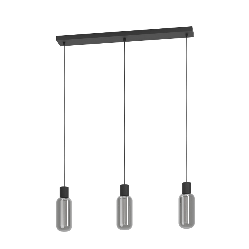 Eglo - Függeszték kábellel 3xE27/4W/230V fekete/füstszínű