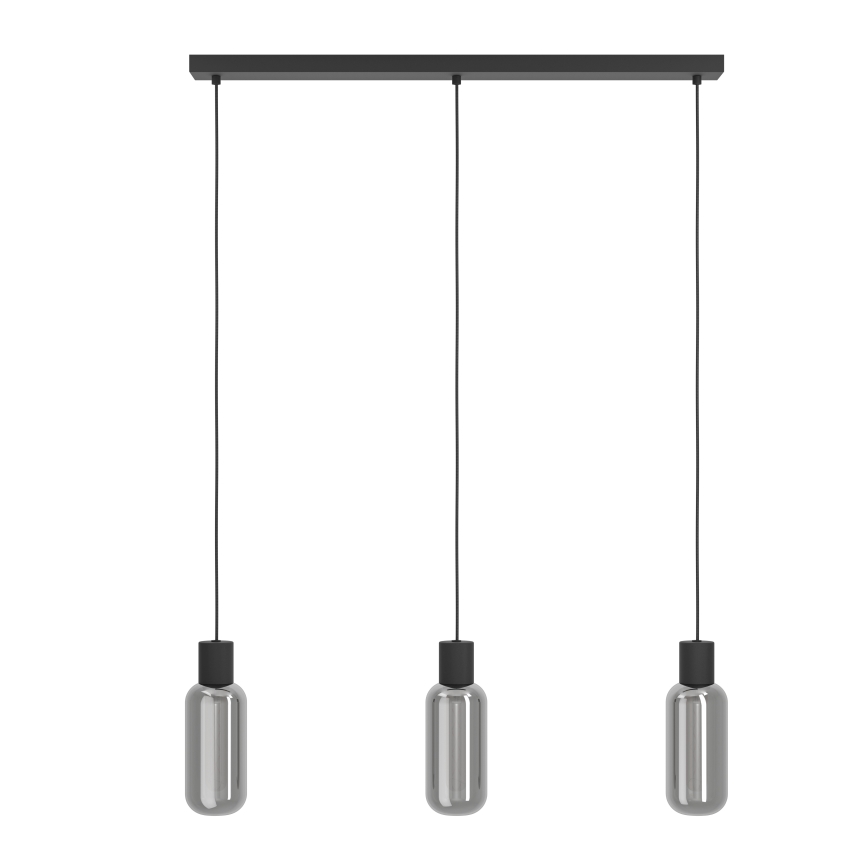 Eglo - Függeszték kábellel 3xE27/4W/230V fekete/füstszínű