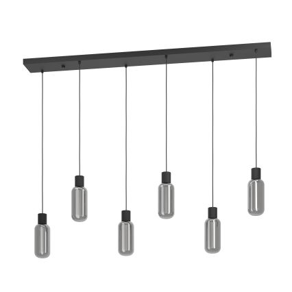 Eglo - Csillár kábelen 6xE27/4W/230V fekete/füstszínű
