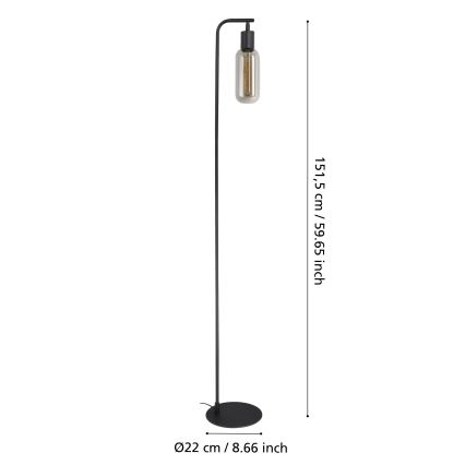 Eglo - Állólámpa 1xE27/4W/230V fekete/füstszínű