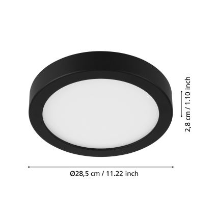 Eglo - mozgásérzékelős mennyezeti LED lámpa LED/20,5W/230V 3000K fekete átm. 28,5 cm