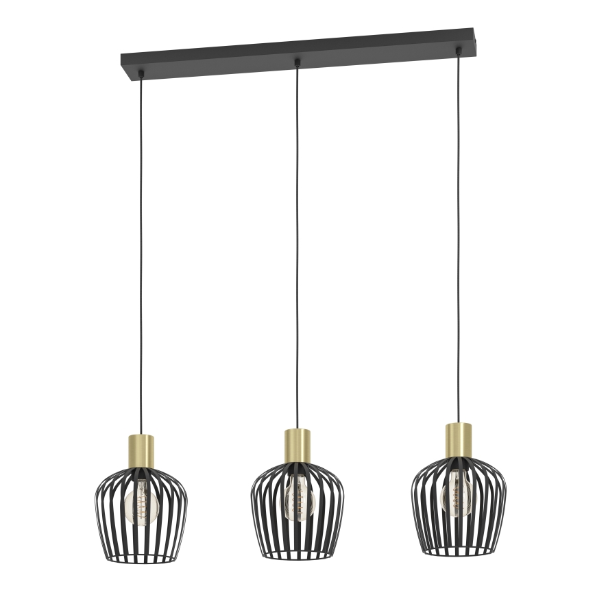 Eglo - Csillár zsinóron 3xE27/40W/230V fekete/arany