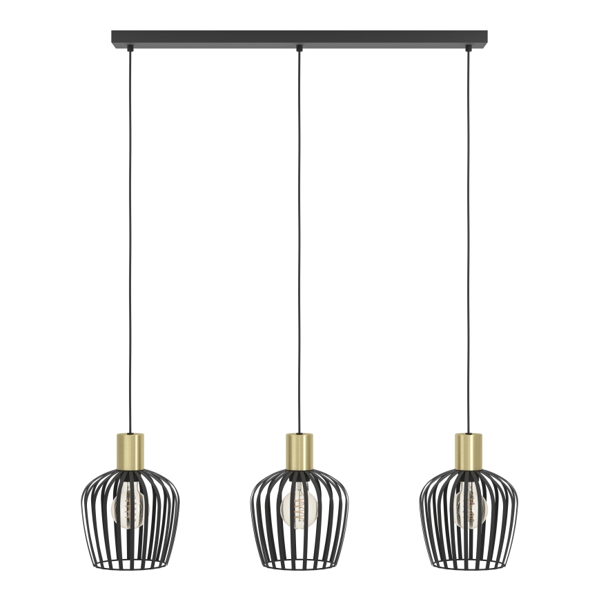 Eglo - Csillár zsinóron 3xE27/40W/230V fekete/arany