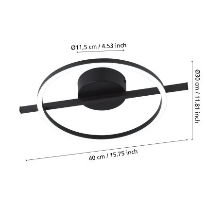 Eglo - LED RGBW Dimmelhető mennyezeti lámpa LED/17W/230V 2700-6500K fekete + távirányítás