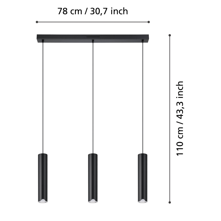 Eglo - LED RGBW Dimmelhető csillár zsinóron 3xLED/3,7W/230V 2700-6500K fekete