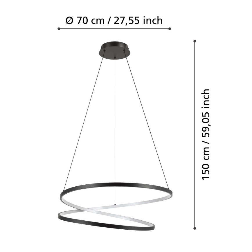 Eglo - LED Csillár zsinóron LED/42W/230V 3000K fekete