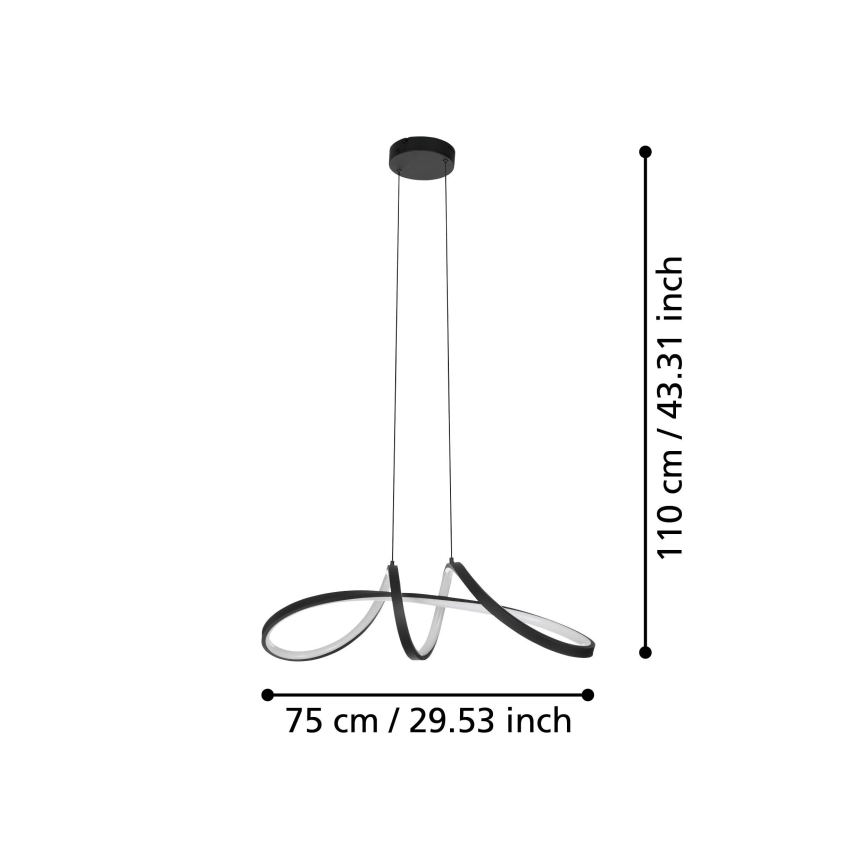 Eglo - LED RGBW Dimmelhető csillár zsinóron LED/22W/230V 2700-6500K fekete