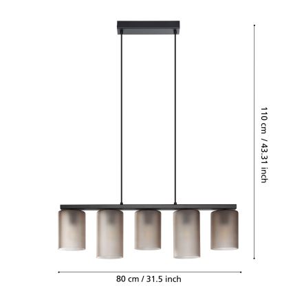 Eglo - Csillár zsinóron COLOMERA 5xE27/40W/230V szürke