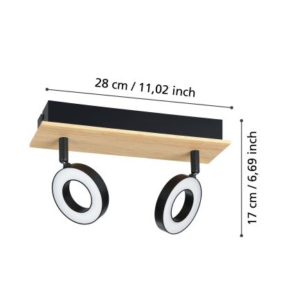 Eglo - LED spotlámpa 2xLED/4,2W/230V fekete/barna
