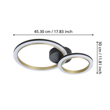 Eglo - LED Dimmelhető mennyezeti lámpa LED/12W/230V 4000K fekete/arany