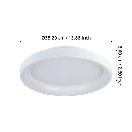 Eglo - LED Dimmelhető mennyezeti lámpa LED/12W/230V 2700-6500K fehér + távirányítás