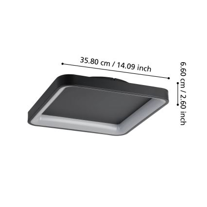 Eglo - LED Dimmelhető mennyezeti lámpa LED/12W/230V 2700-6500K fekete + távirányítás