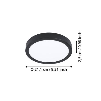 Eglo - LED mennyezeti lámpa FUEVA LED/11,5W/230V 2700/4000/6500K átm. 21,1 cm fekete