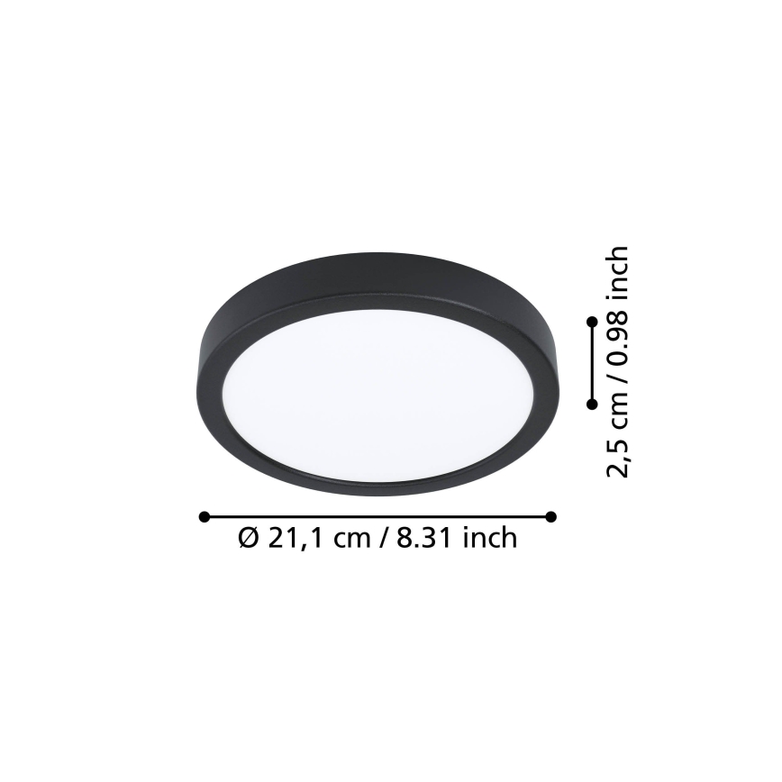 Eglo - LED mennyezeti lámpa FUEVA LED/11,5W/230V 2700/4000/6500K átm. 21,1 cm fekete