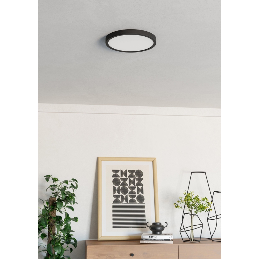 Eglo - LED mennyezeti lámpatest, 14,2 W, 230 V, 2700/4000/6500 K, átm. 27,8 cm, fekete
