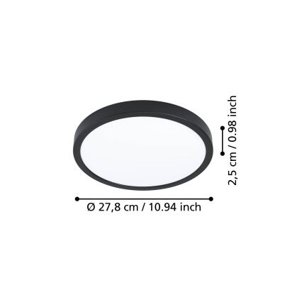 Eglo - LED mennyezeti lámpatest, 14,2 W, 230 V, 2700/4000/6500 K, átm. 27,8 cm, fekete