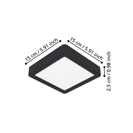 Eglo - LED mennyezeti lámpa LED/7W/230V 2700/4000/6500K 15x15cm fekete