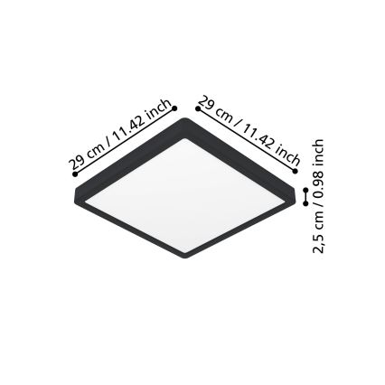 Eglo - LED Mennyezeti lámpa LED/13W/230V 2700/4000/6500K 29x29cm fekete
