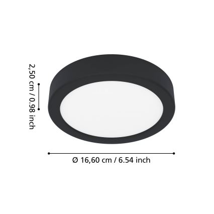 Eglo - LED fürdőszobai mennyezeti lámpatest LED/7,5W/230V 2700/4000/6500K átm. 16,6 cm IP44 fekete