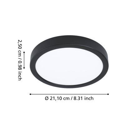 Eglo - LED fürdőszobai mennyezeti lámpatest LED/11,5W/230V 2700/4000/6500K átm. 21,1 cm IP44 fekete