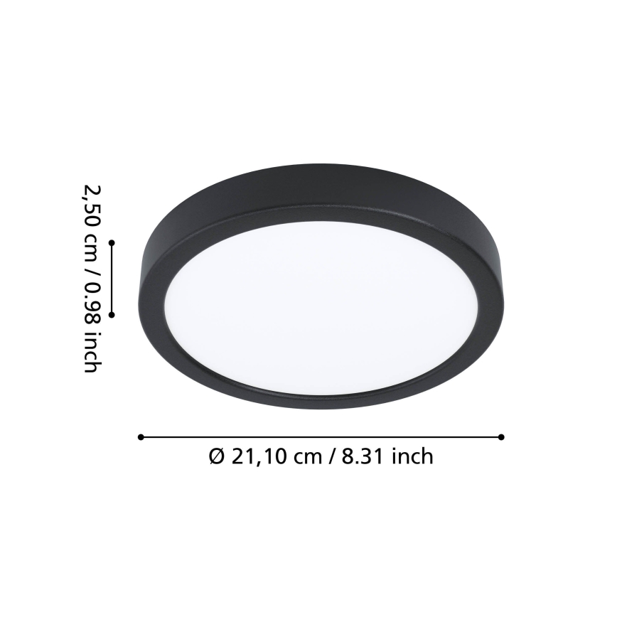 Eglo - LED fürdőszobai mennyezeti lámpatest LED/11,5W/230V 2700/4000/6500K átm. 21,1 cm IP44 fekete