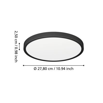 Eglo - LED fürdőszobai mennyezeti lámpa LED/14,2W/230V 2700/4000/6500K átm. 27,8 cm IP44 fekete