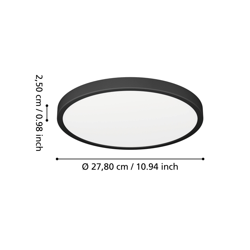 Eglo - LED fürdőszobai mennyezeti lámpa LED/14,2W/230V 2700/4000/6500K átm. 27,8 cm IP44 fekete