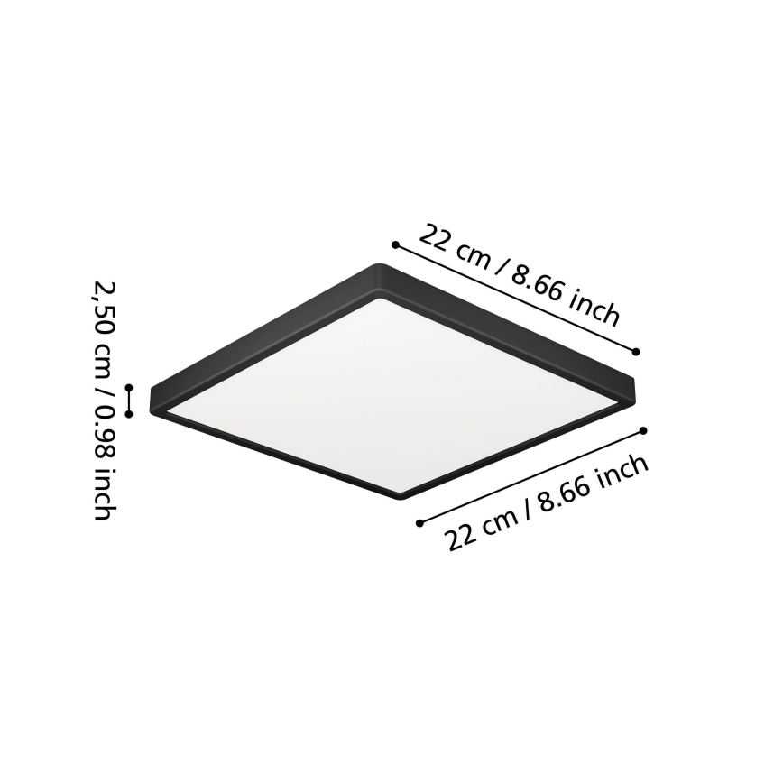 Eglo - LED fürdőszobai mennyezeti lámpa LED/10,5W/230V 2700/4000/6500K 22x22 cm IP44 fekete