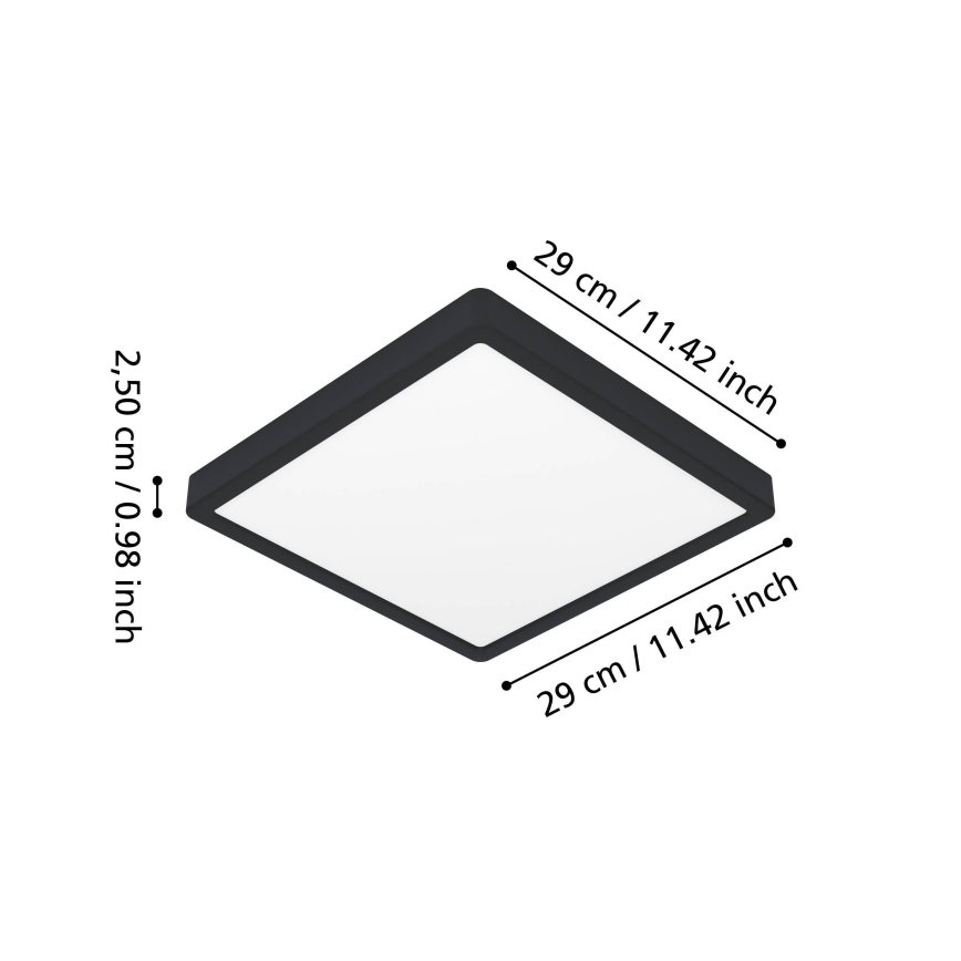 Eglo - LED fürdőszobai mennyezeti lámpatest LED/13W/230V 2700/4000/6500K 29x29 cm IP44 fekete