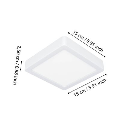 Eglo - LED fürdőszobai mennyezeti lámpatest LED/7W/230V 2700/4000/6500K 15x15 cm IP44 fehér
