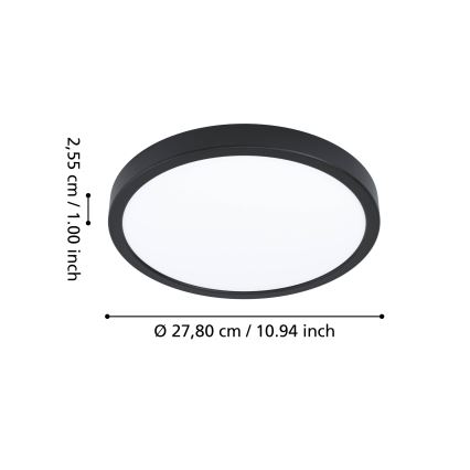 Eglo - LED RGBW fényerőszabályozható fürdőszobai mennyezeti lámpatest LED/14,3W/230V 2700-6500K átm. 27,8cm IP44 fekete