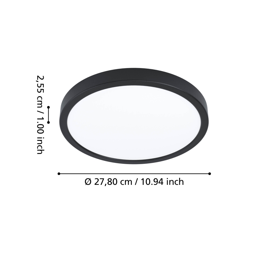 Eglo - LED RGBW fényerőszabályozható fürdőszobai mennyezeti lámpatest LED/14,3W/230V 2700-6500K átm. 27,8cm IP44 fekete