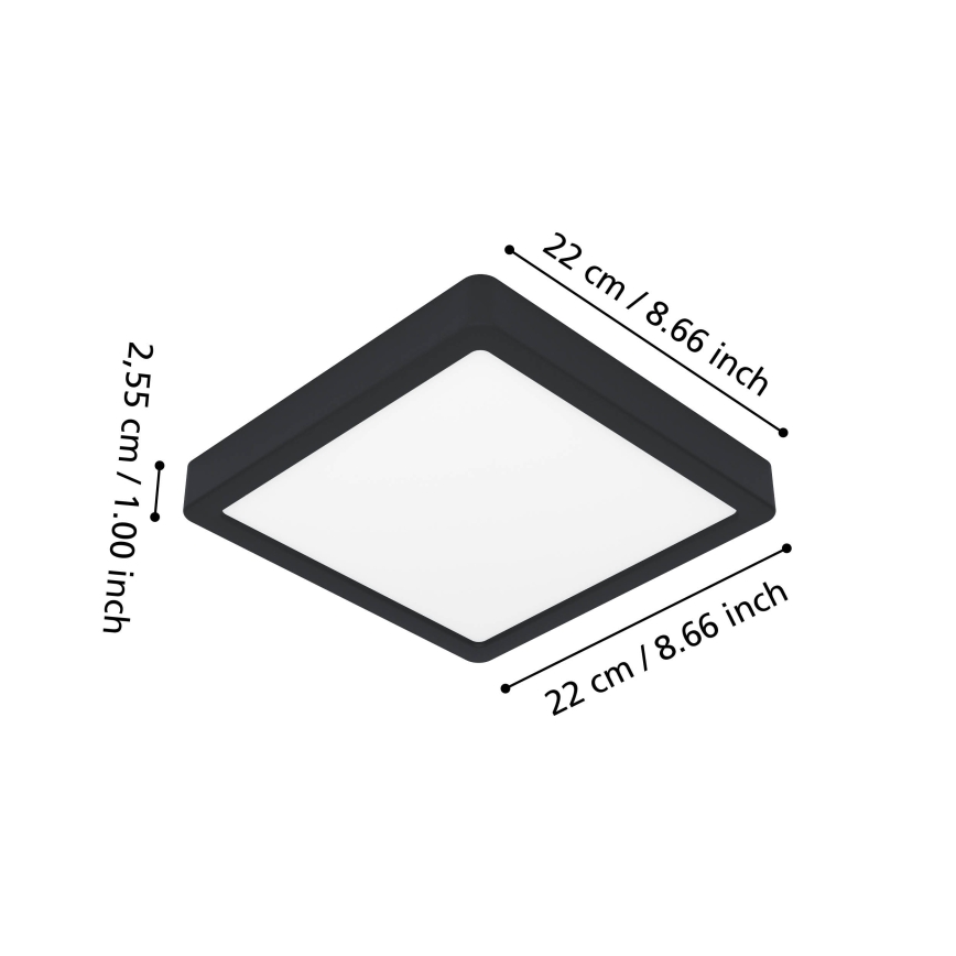 Eglo - RGBW LED dimmelhető fürdőszobai mennyezeti lámpatest LED/10,5W/230V 2700-6500K 22x22 cm IP44 fekete