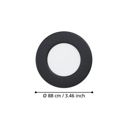 Eglo - LED beépíthető lámpatest, LED/3,7 W, 230 V, 2700/4000/6500 K, átm. 8,8 cm, fekete