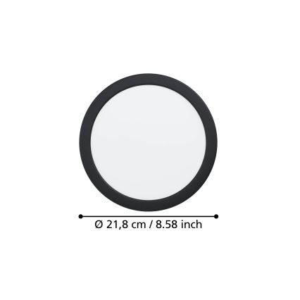 Eglo - LED beépíthető mennyezeti lámpa LED/18,5W/230V 2700/4000/6500K átm. 21,6 cm fekete