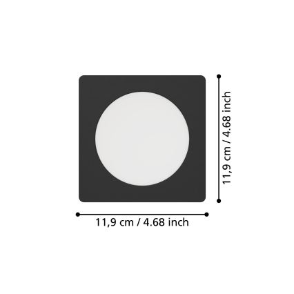 Eglo - süllyesztett LED lámpatest LED/6,3W/230V 2700/4000/6500K 11,9x11,9 cm fekete