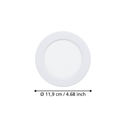 Eglo - LED beépíthető mennyezeti lámpa LED/6,3W/230V 2700/4000/6500K átm. 11,9 cm fehér