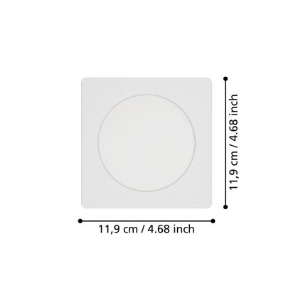 Eglo - LED süllyesztett mennyezeti lámpa LED/6,3W/230V 2700/4000/6500K 11,9x11,9 cm fehér