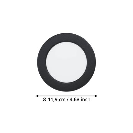 Eglo - LED fürdőszobai süllyesztett lámpatest LED/6,3W/230V 2700/4000/6500K átm. 11,9 cm IP44 fekete