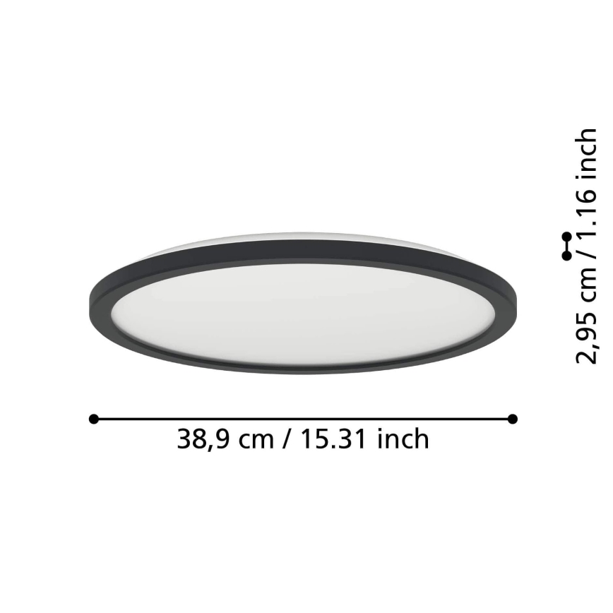 Eglo - LED Dimmelhető fürdőszobai lámpa LED/18,5W/230V 2700-6500K átm. 38,9 cm IP44 fekete + távirányítás