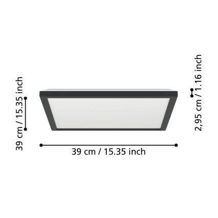 Eglo - LED Dimmelhető fürdőszobai lámpa LED/17,6W/230V 2700-6500K 39x39 cm IP44 fekete + távirányítás